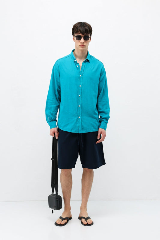 Basic Oversize Pamuk Keten Gömlek