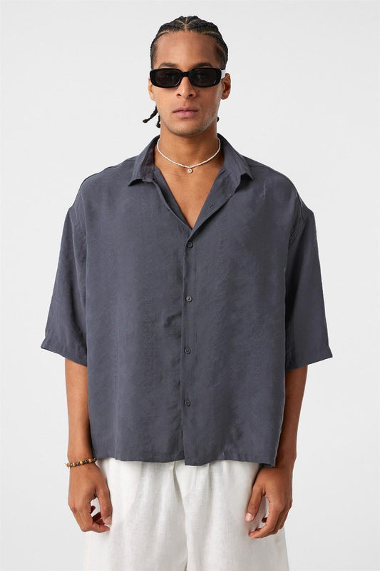 Oversize Kısa Kol Modal Kumaş Gömlek