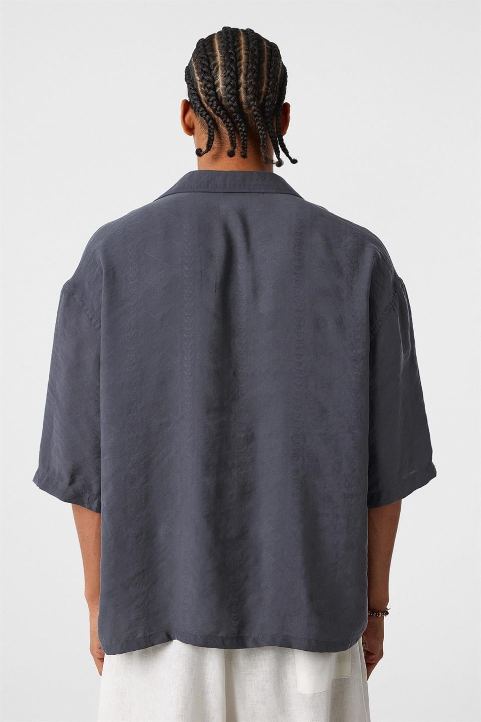 Oversize Kısa Kol Modal Kumaş Gömlek