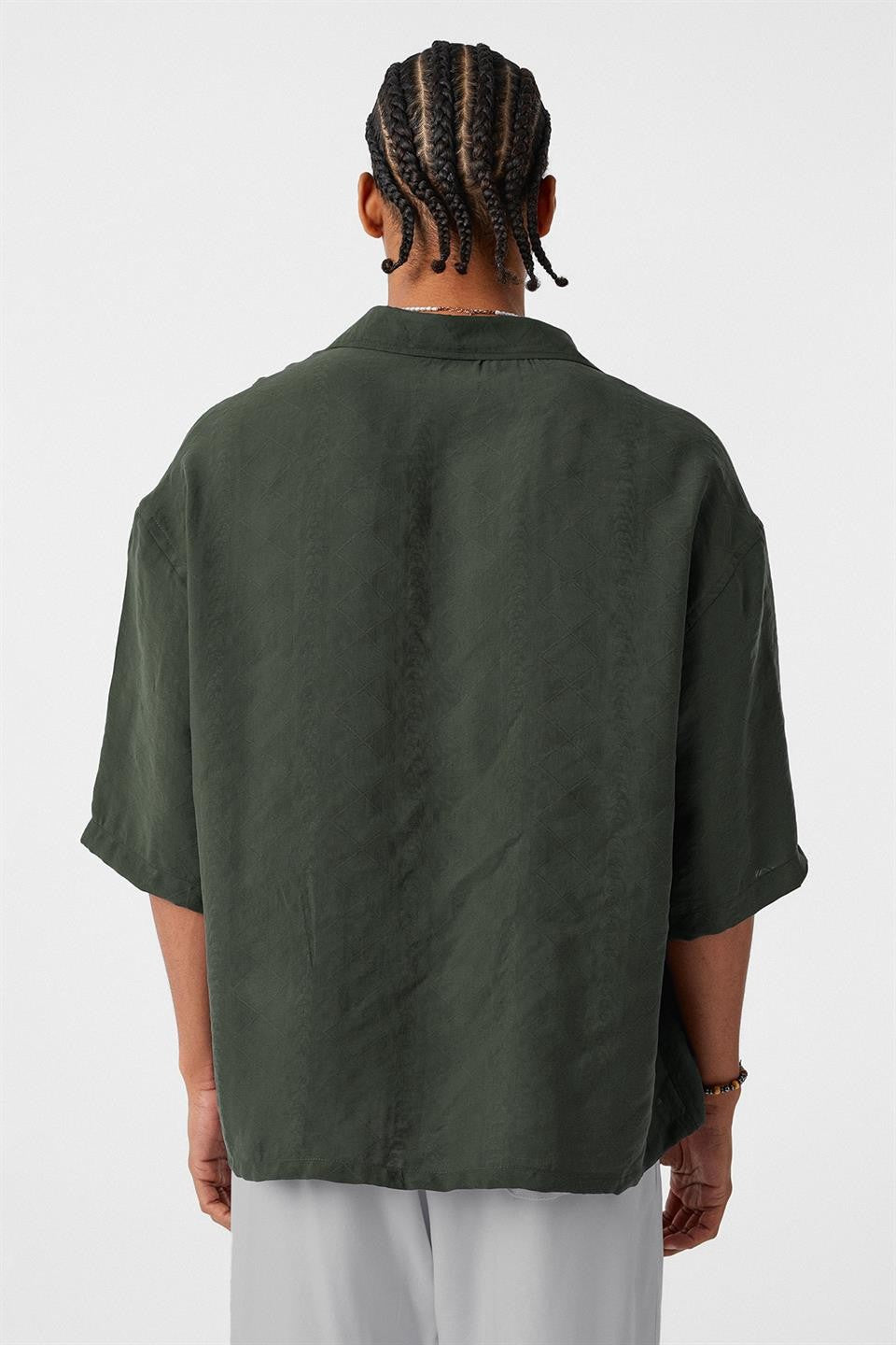 Oversize Kısa Kol Modal Kumaş Gömlek