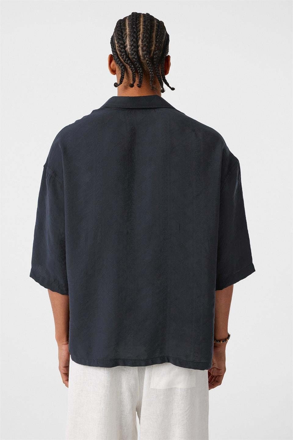 Oversize Kısa Kol Modal Kumaş Gömlek