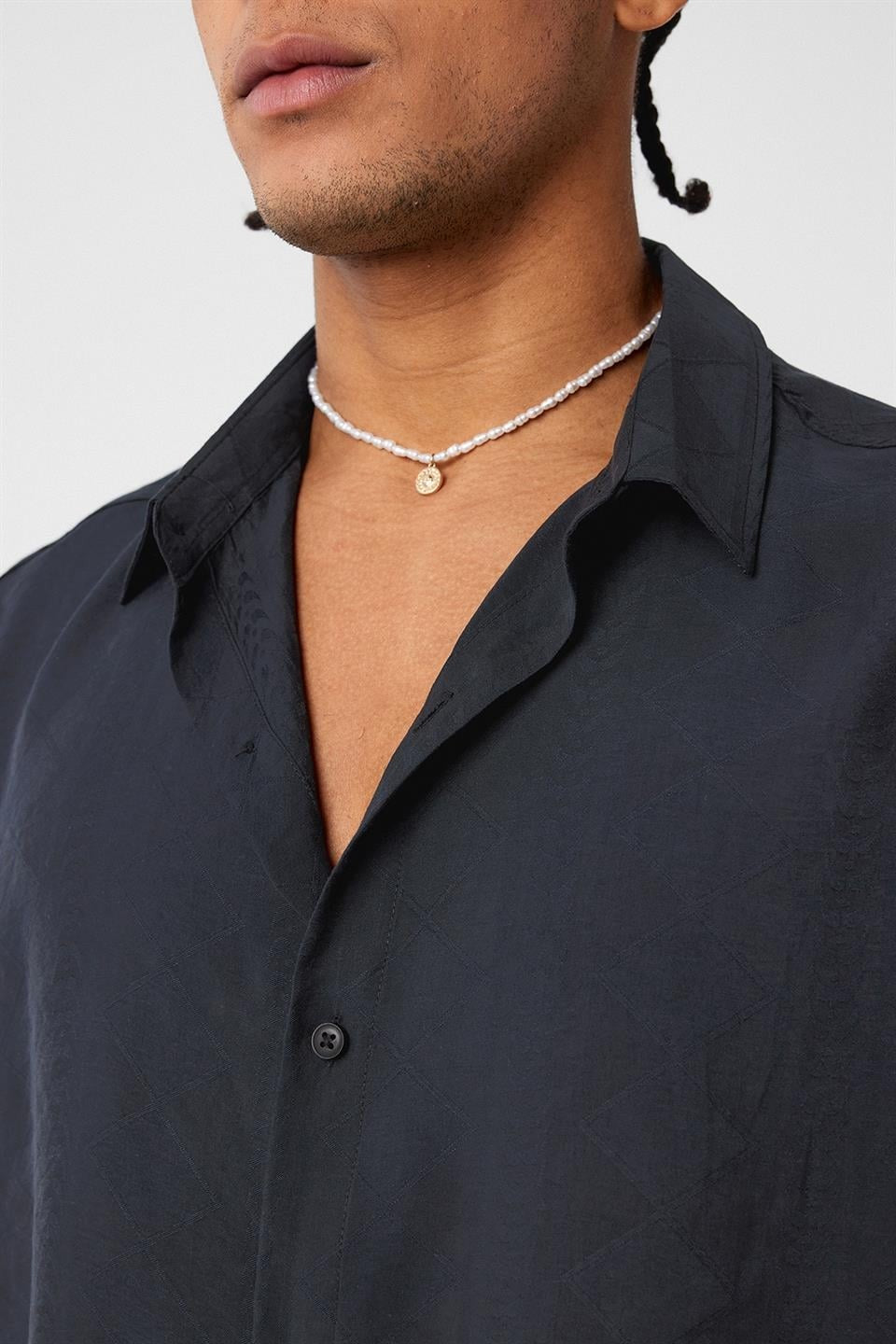 Oversize Kısa Kol Modal Kumaş Gömlek