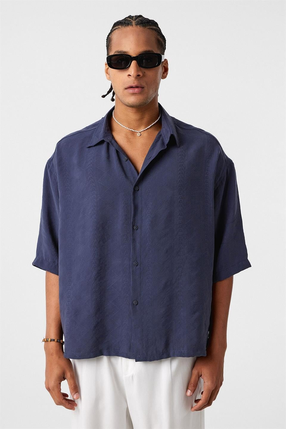 Oversize Kısa Kol Modal Kumaş Gömlek