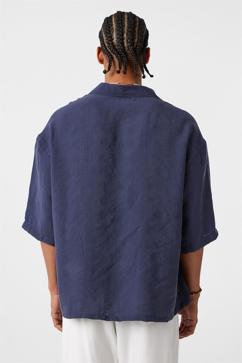 Oversize Kısa Kol Modal Kumaş Gömlek
