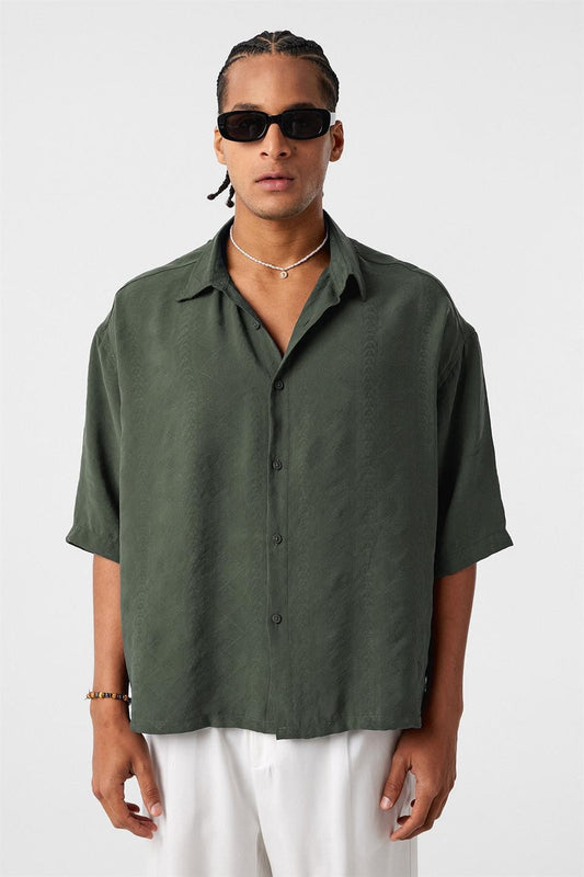 Oversize Kısa Kol Modal Kumaş Gömlek