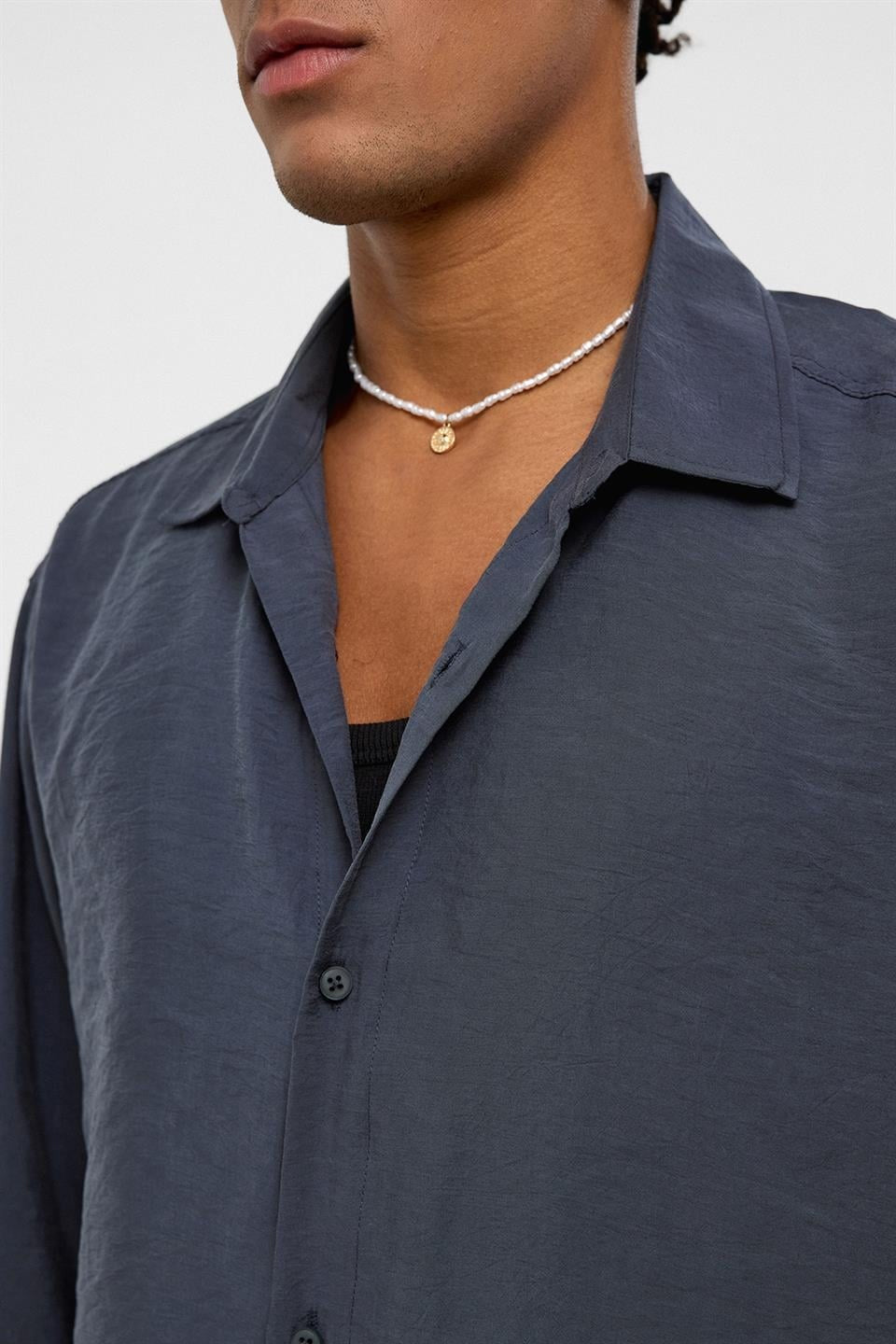 Basic Oversize Uzun Kollu Modal Karışımlı Gömlek