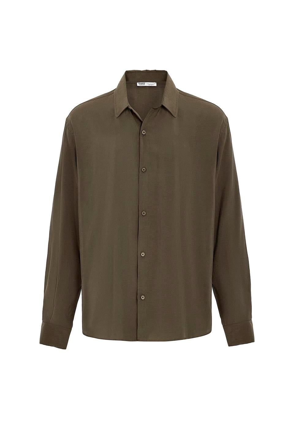 Basic Oversize Uzun Kollu Modal Karışımlı Gömlek