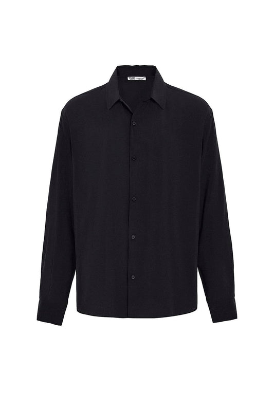 Basic Oversize Uzun Kollu Modal Karışımlı Gömlek
