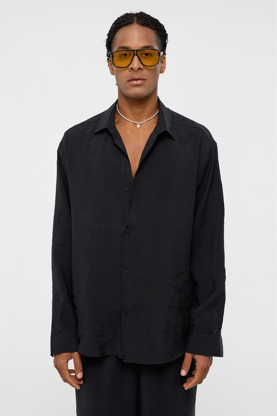 Basic Oversize Uzun Kollu Modal Karışımlı Gömlek