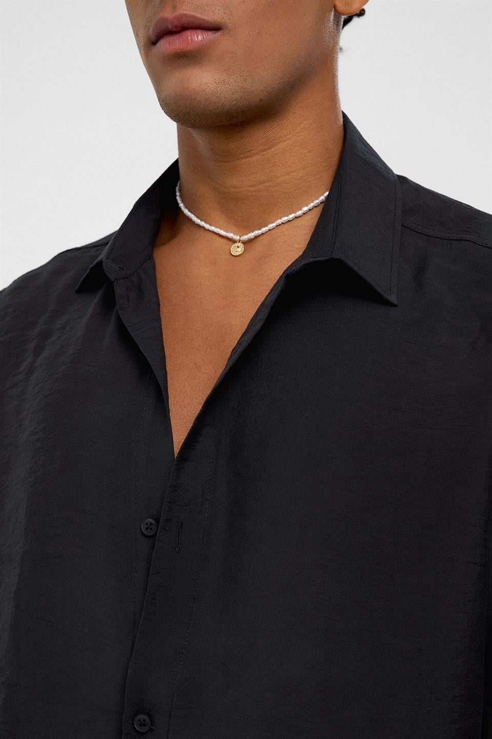 Basic Oversize Uzun Kollu Modal Karışımlı Gömlek
