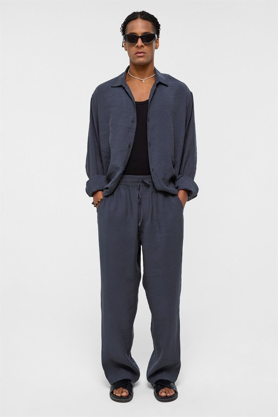 Basic Oversize Uzun Kollu Modal Karışımlı Gömlek