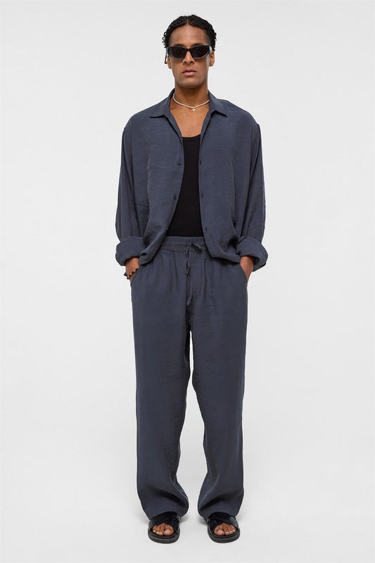 Basic Oversize Uzun Kollu Modal Karışımlı Gömlek