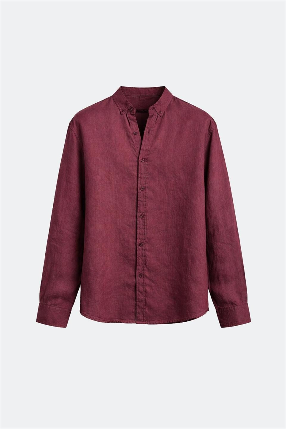 %100 Keten Oversize Uzun Kollu Gömlek