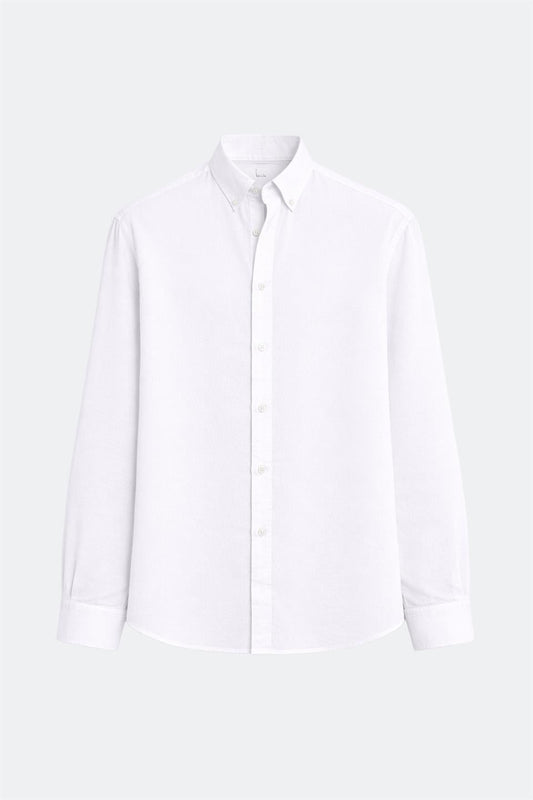 %100 Keten Oversize Uzun Kollu Gömlek
