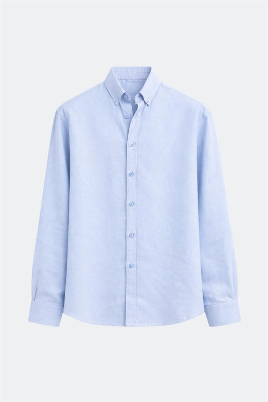 %100 Keten Oversize Uzun Kollu Gömlek