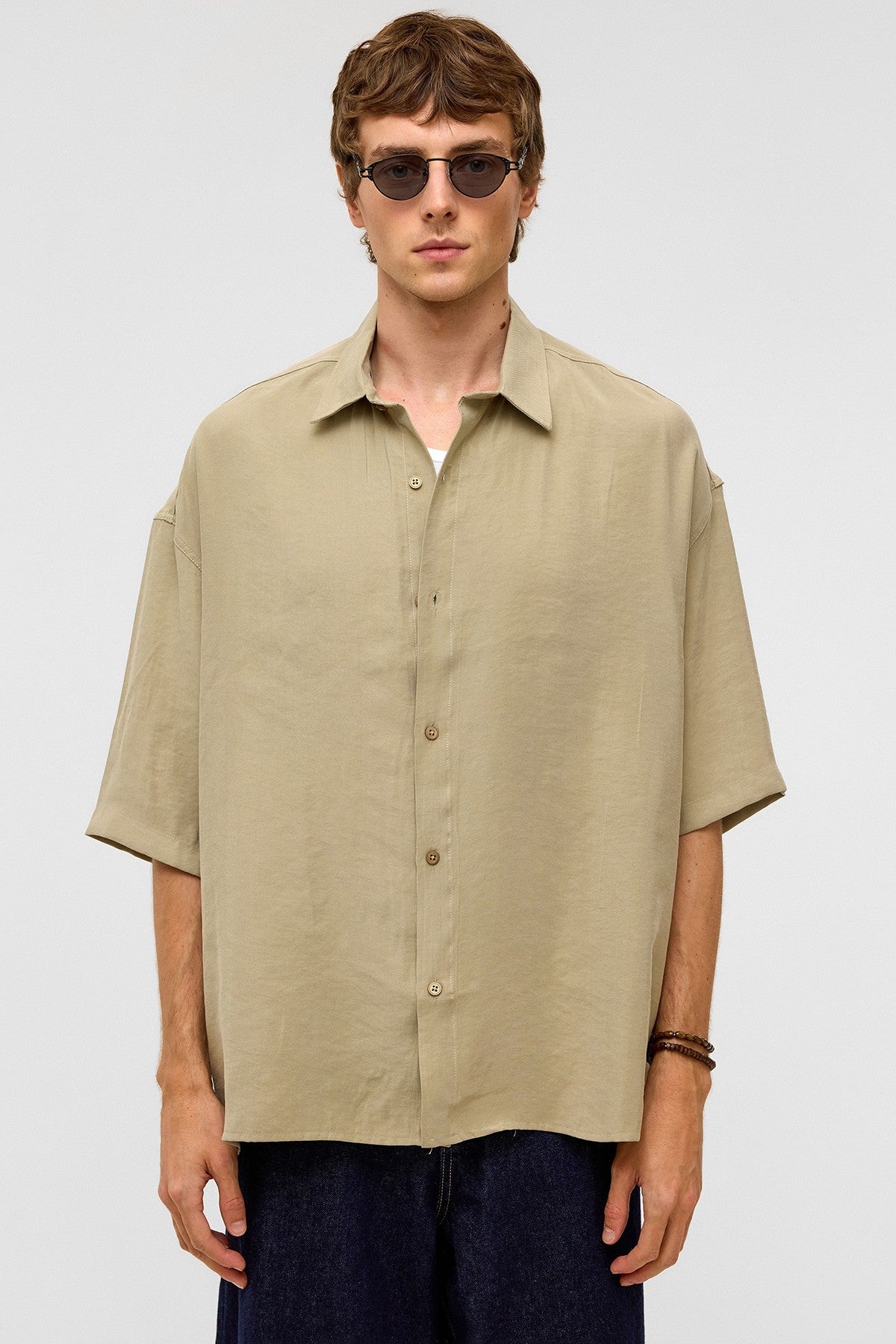 Basic Oversize Kısa Kollu Modal Gömlek