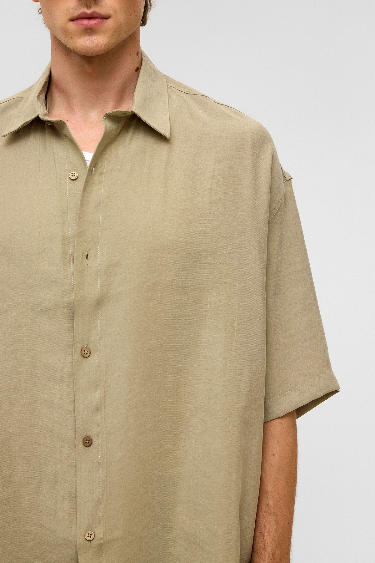 Basic Oversize Kısa Kollu Modal Gömlek