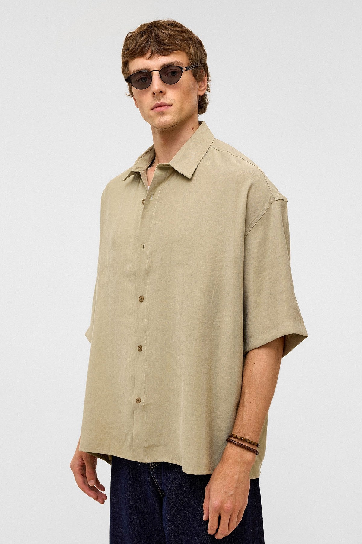 Basic Oversize Kısa Kollu Modal Gömlek
