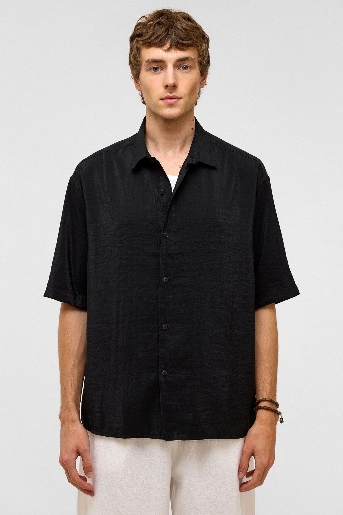 Basic Oversize Kısa Kollu Modal Gömlek