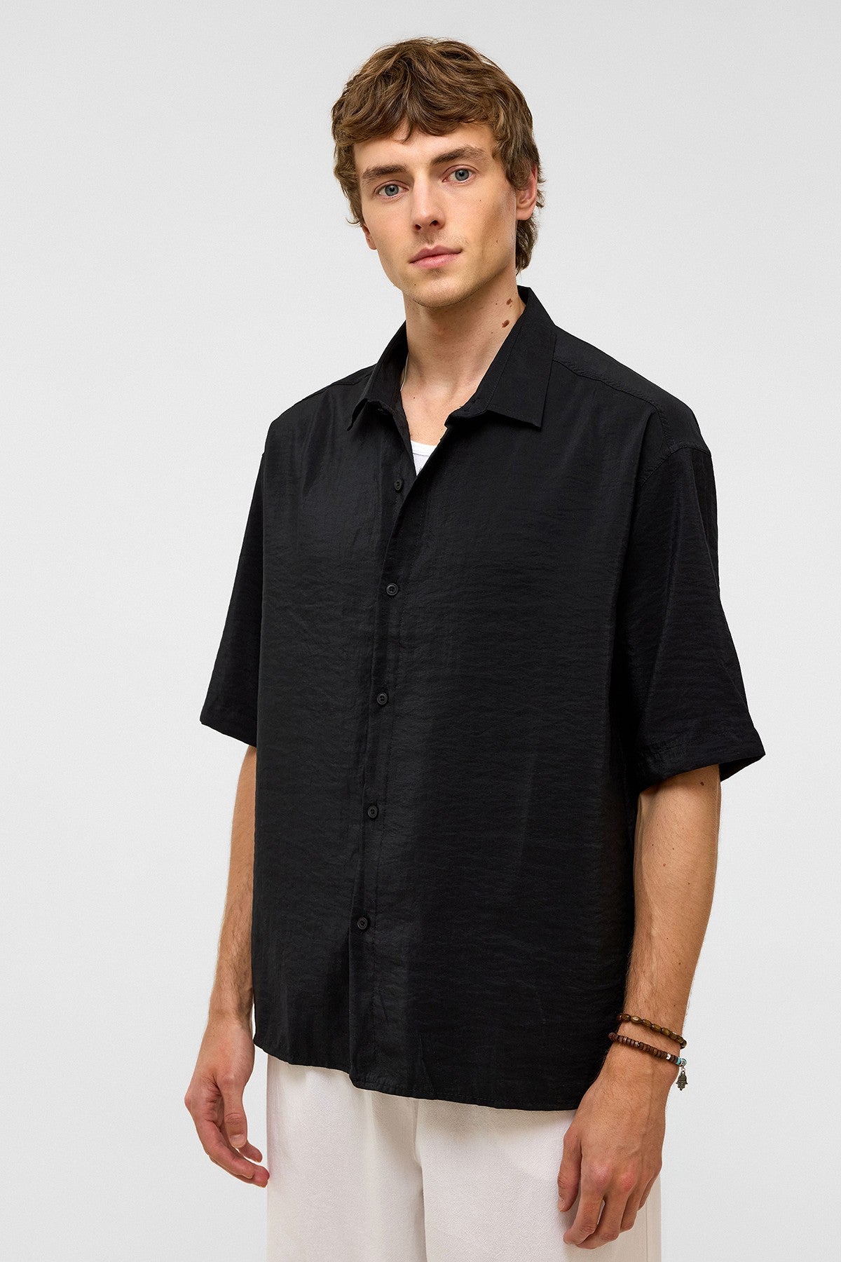 Basic Oversize Kısa Kollu Modal Gömlek