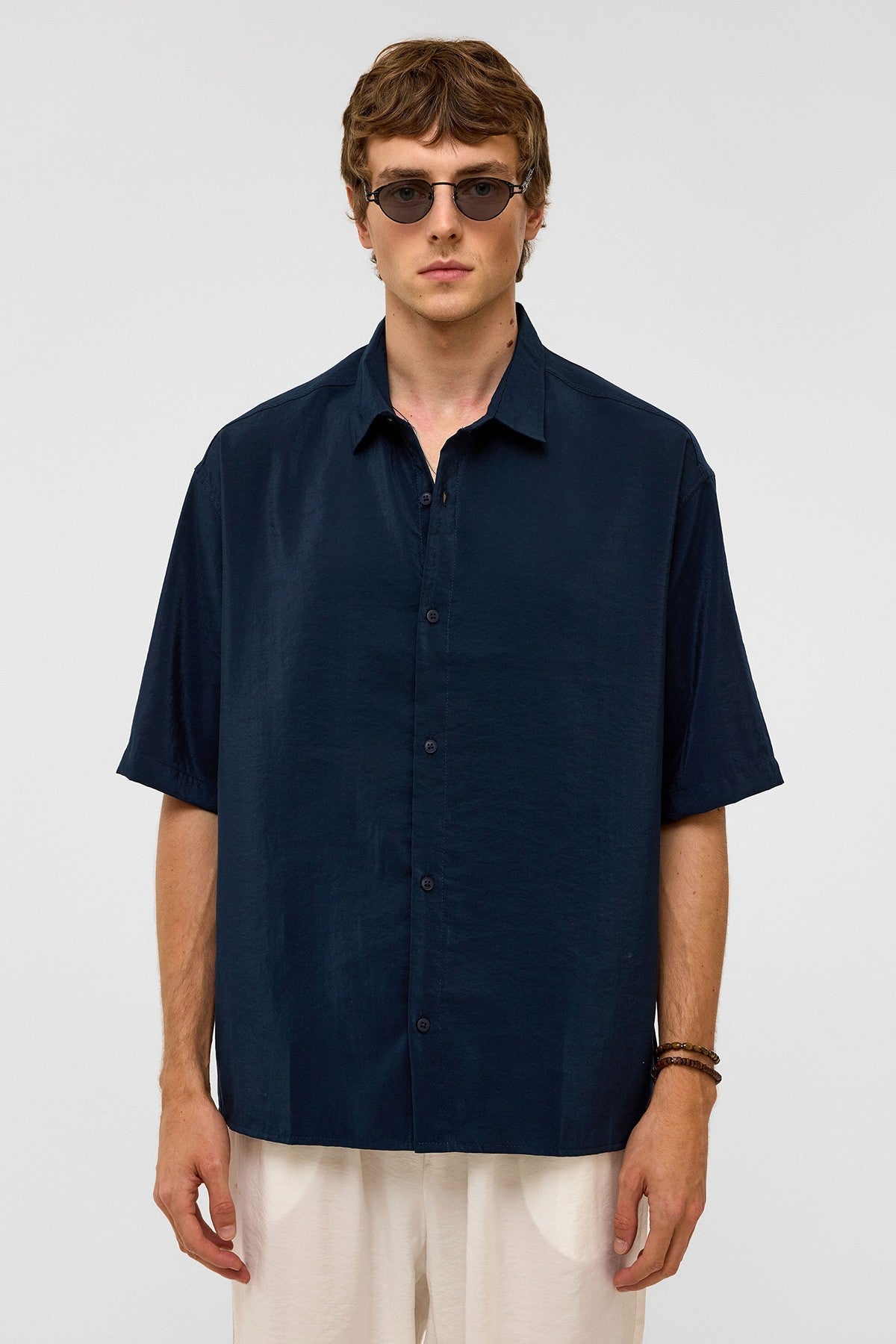 Basic Oversize Kısa Kollu Modal Gömlek