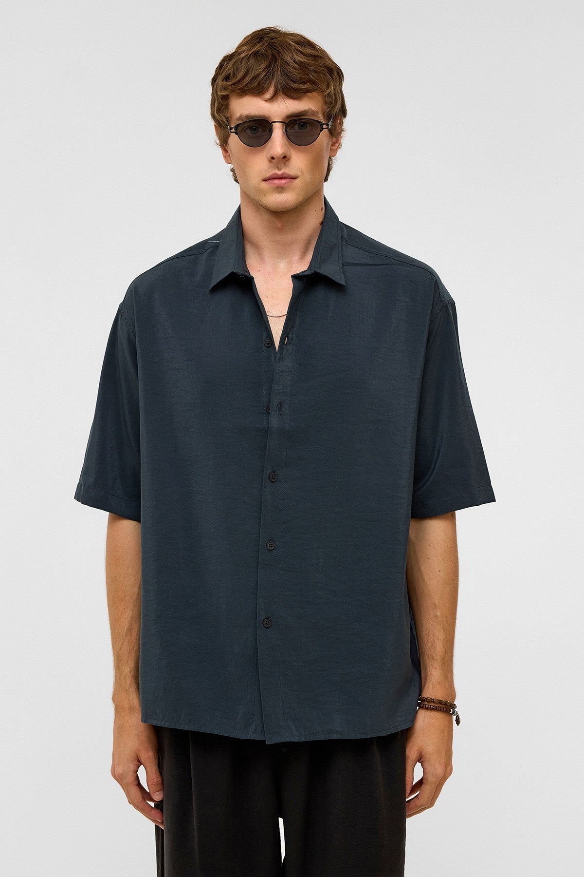 Basic Oversize Kısa Kollu Modal Gömlek