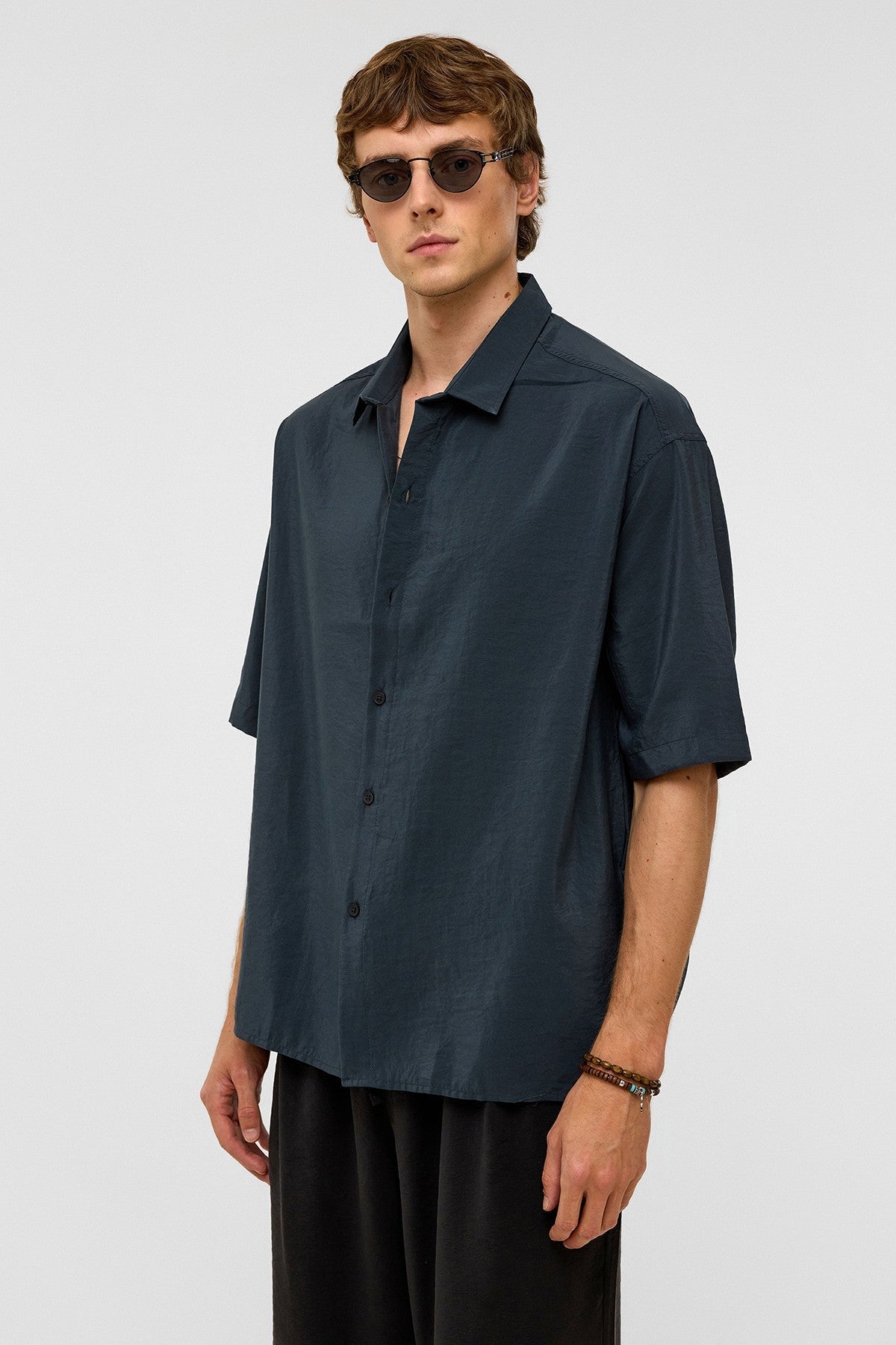 Basic Oversize Kısa Kollu Modal Gömlek