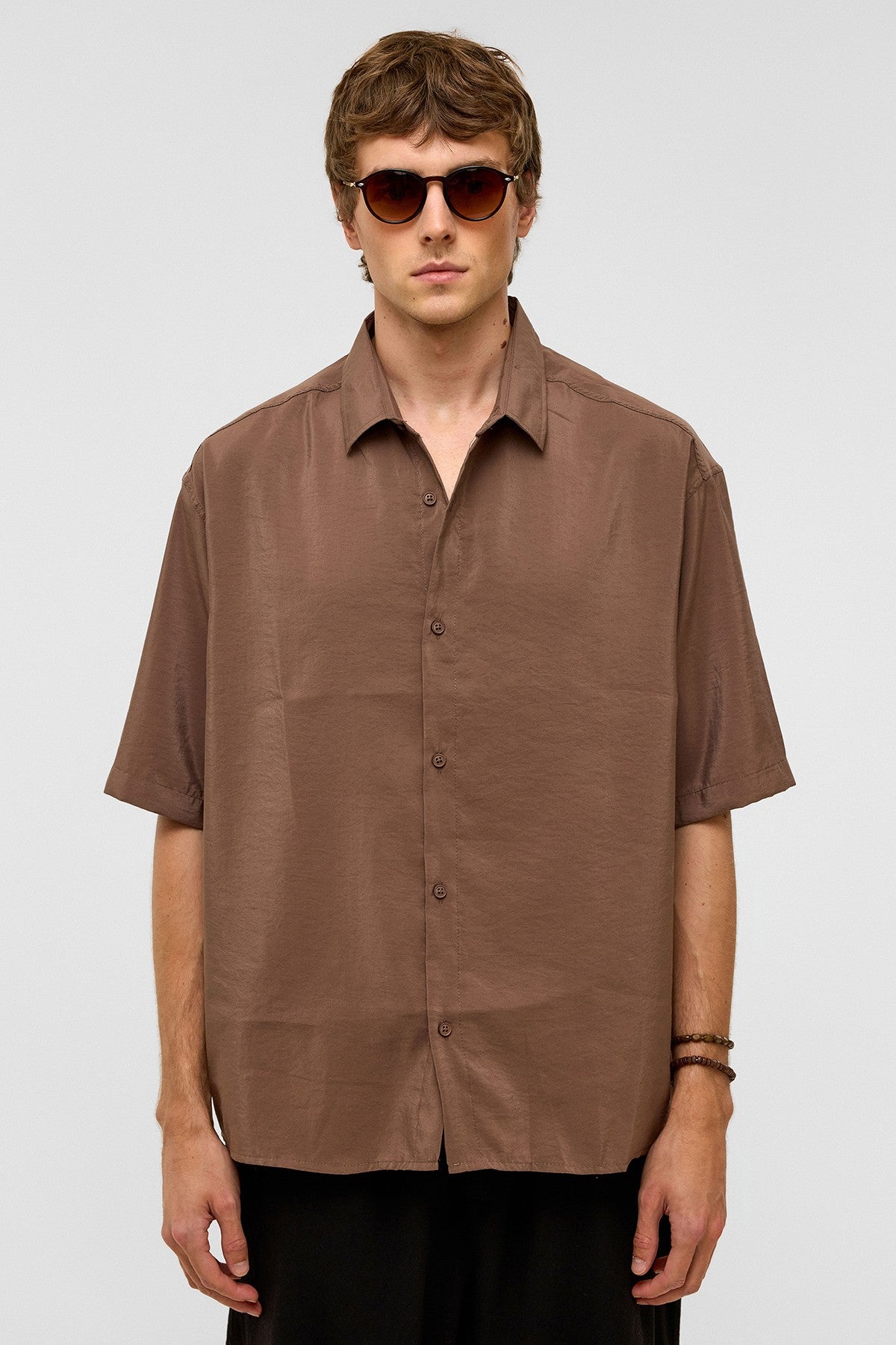 Basic Oversize Kısa Kollu Modal Gömlek