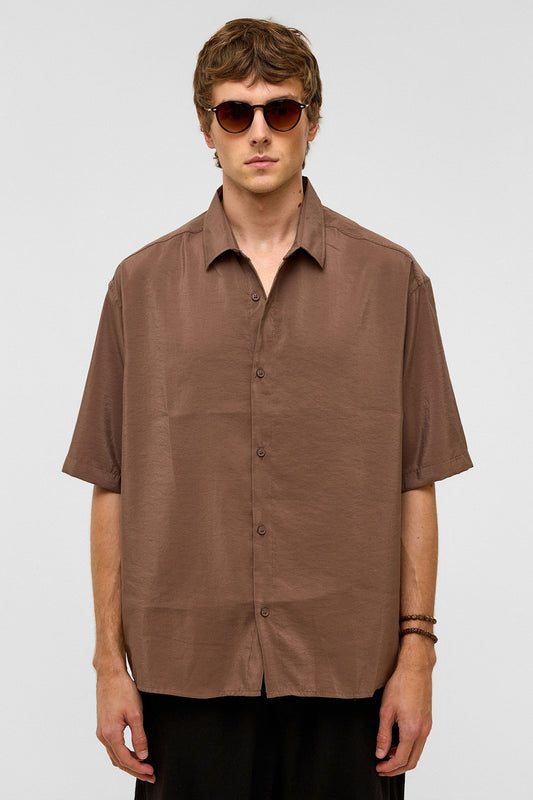 Basic Oversize Kısa Kollu Modal Gömlek