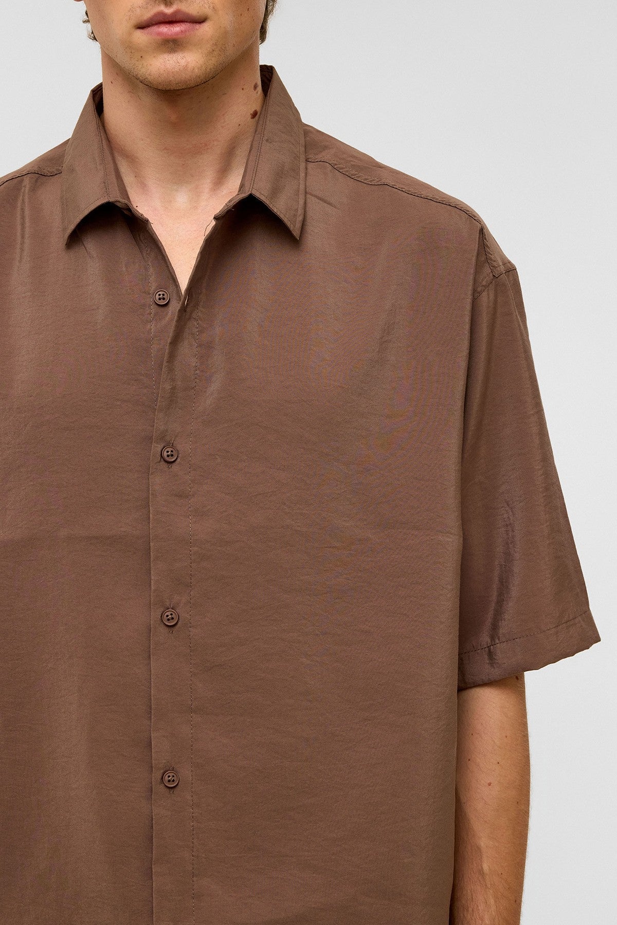 Basic Oversize Kısa Kollu Modal Gömlek