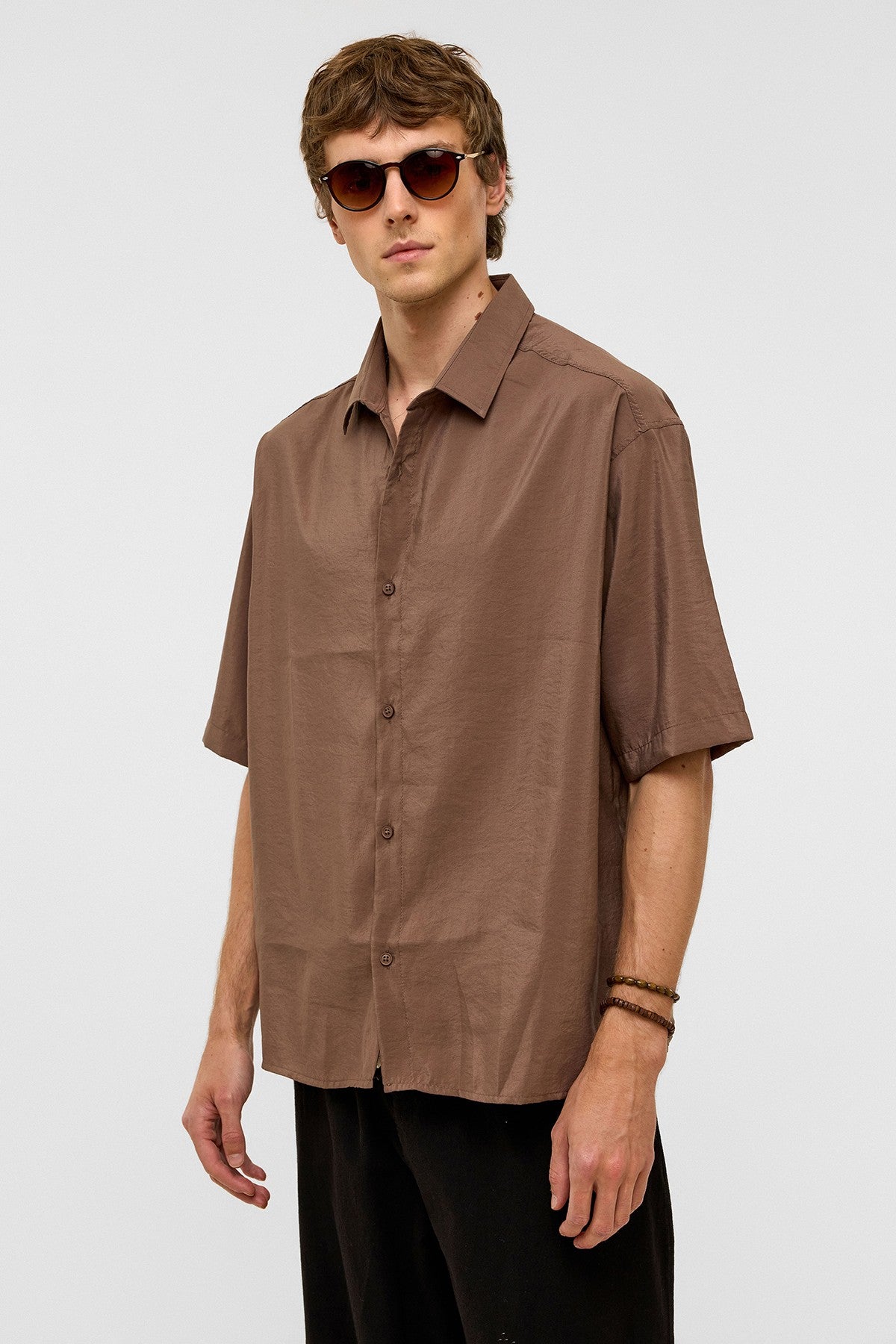 Basic Oversize Kısa Kollu Modal Gömlek