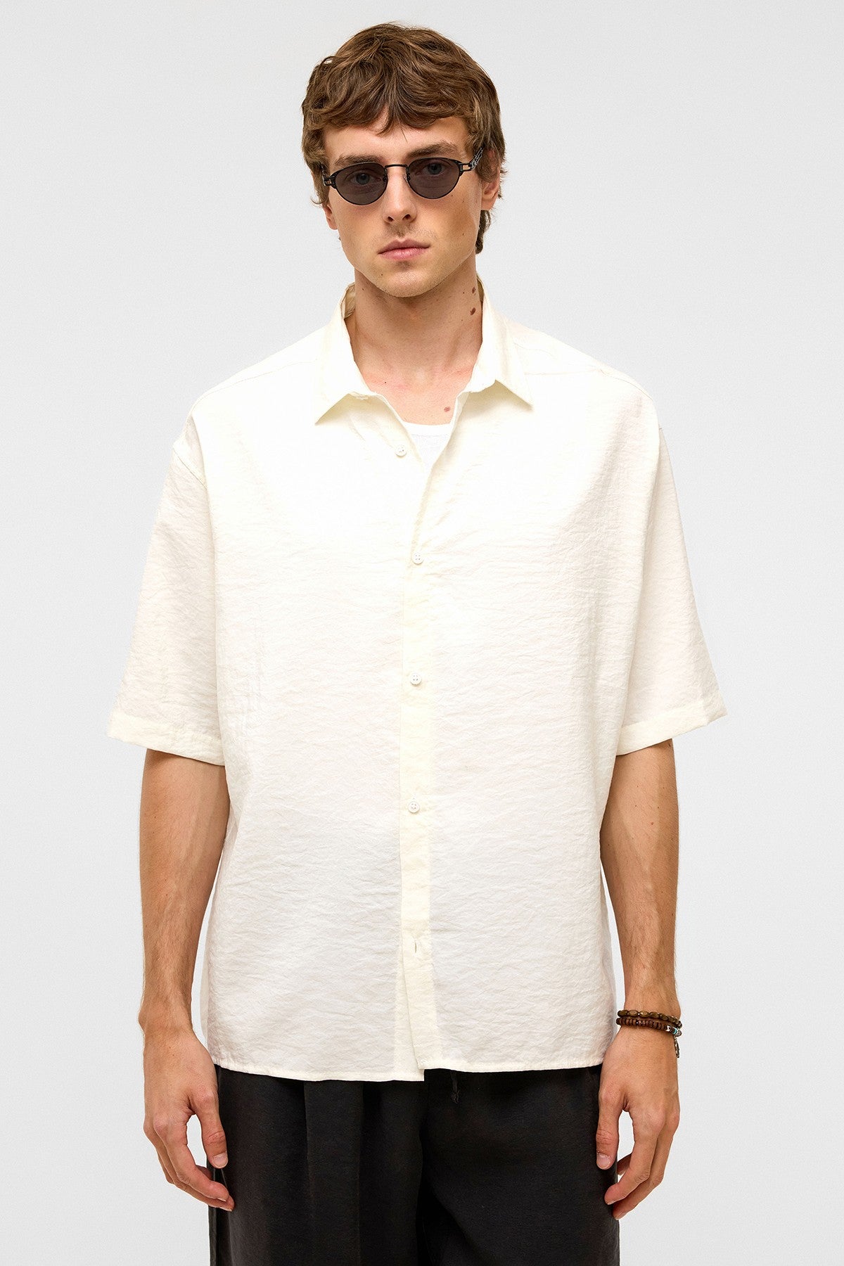 Basic Oversize Kısa Kollu Modal Gömlek