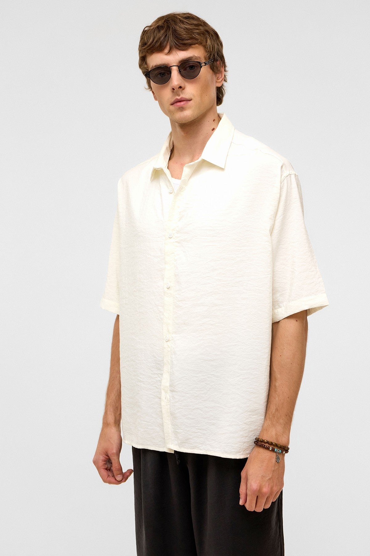 Basic Oversize Kısa Kollu Modal Gömlek