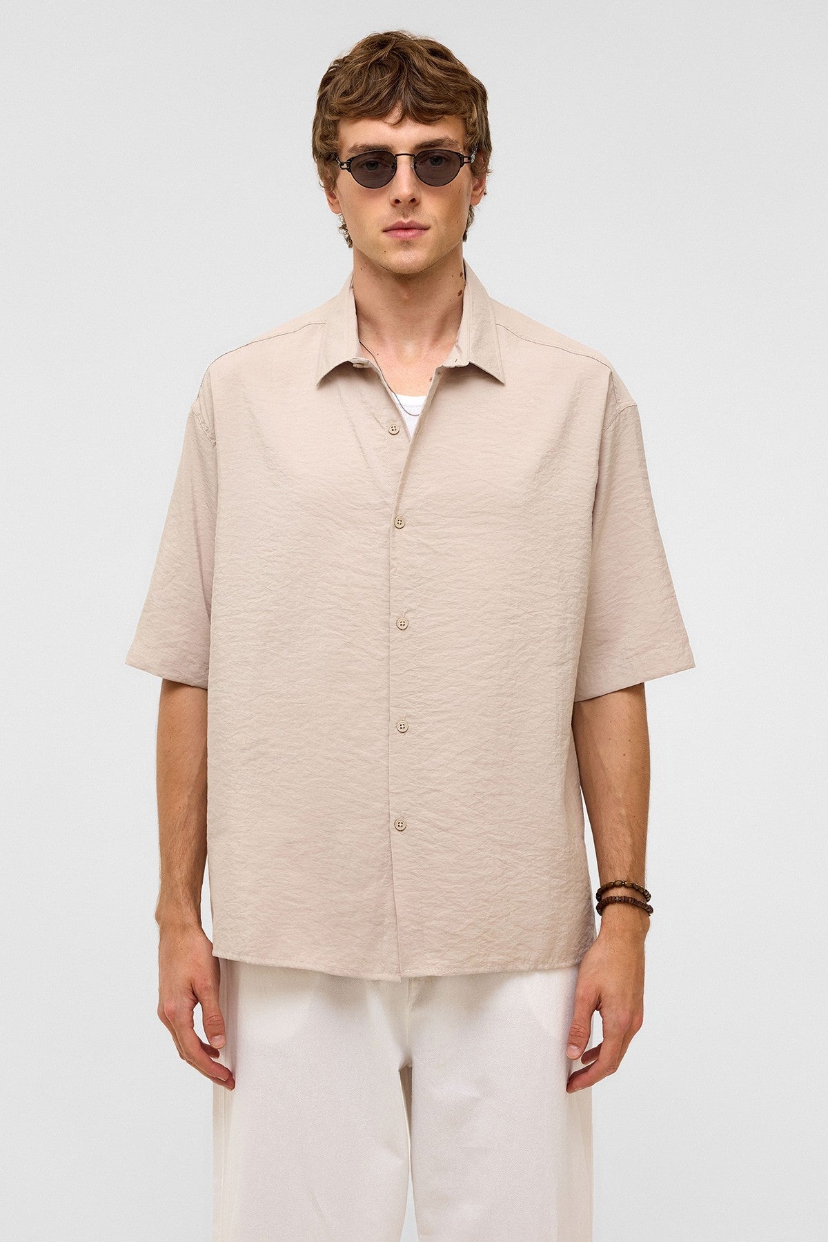 Basic Oversize Kısa Kollu Modal Gömlek