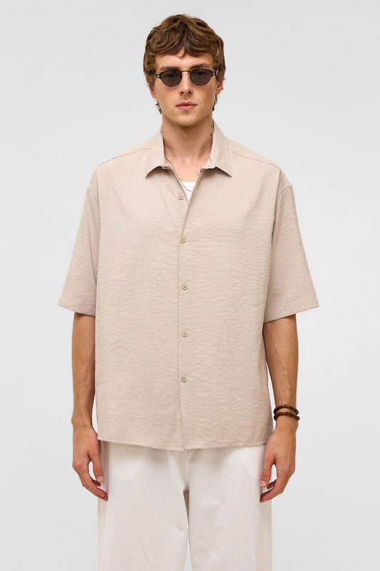 Basic Oversize Kısa Kollu Modal Gömlek