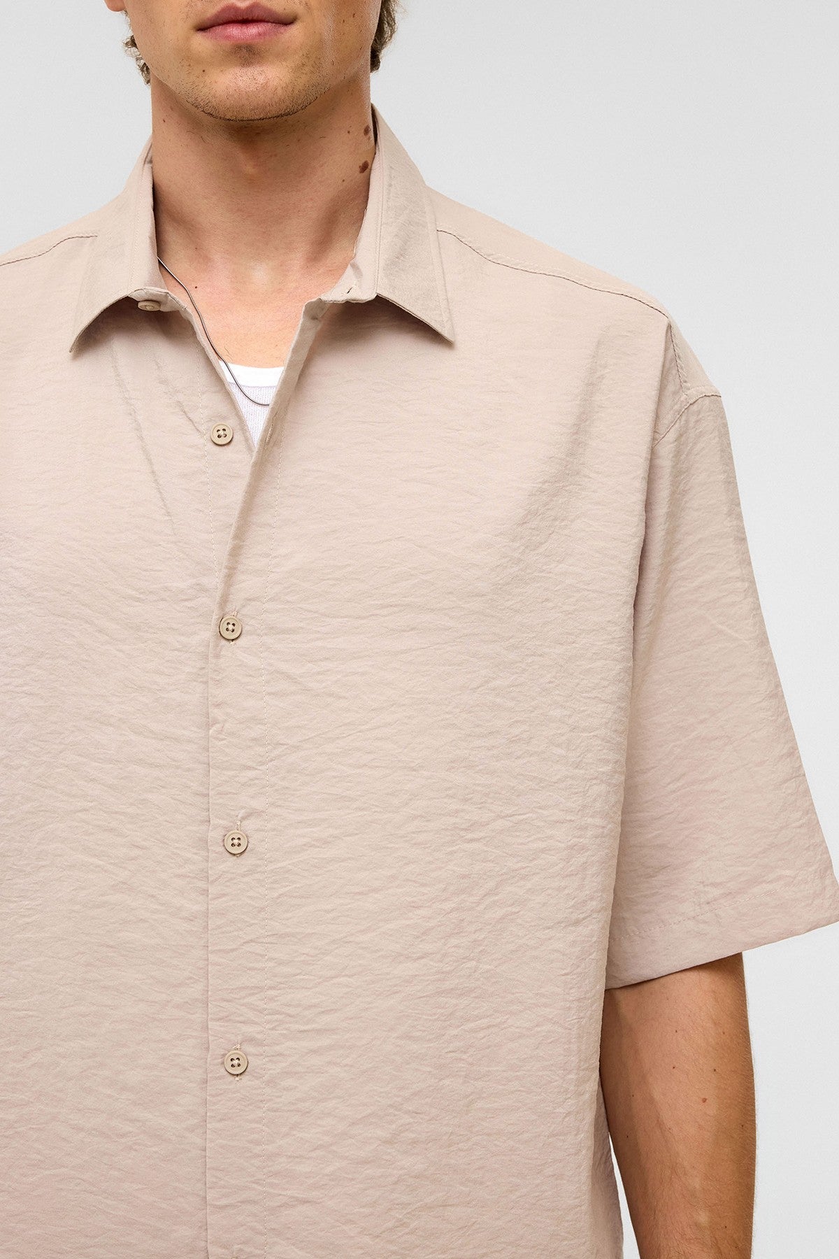 Basic Oversize Kısa Kollu Modal Gömlek