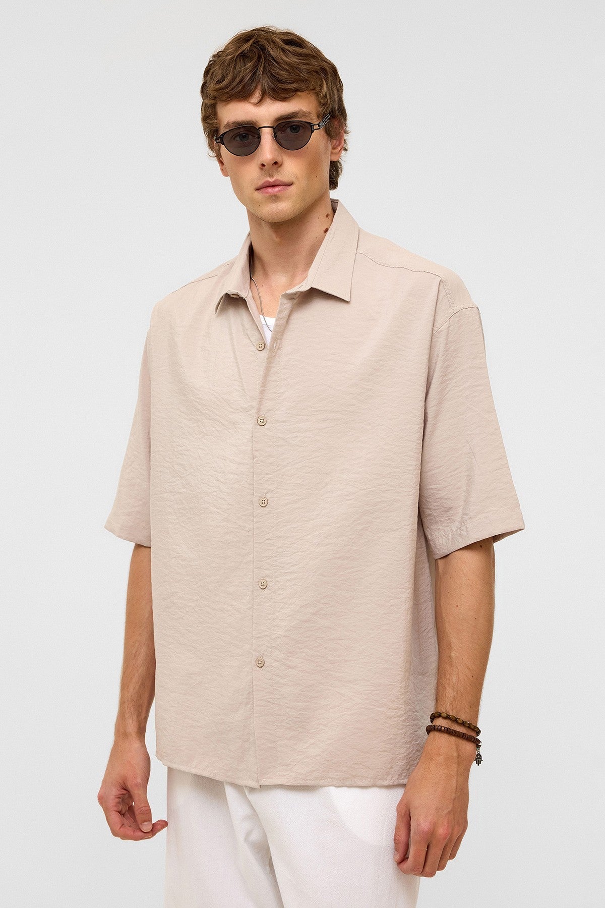 Basic Oversize Kısa Kollu Modal Gömlek
