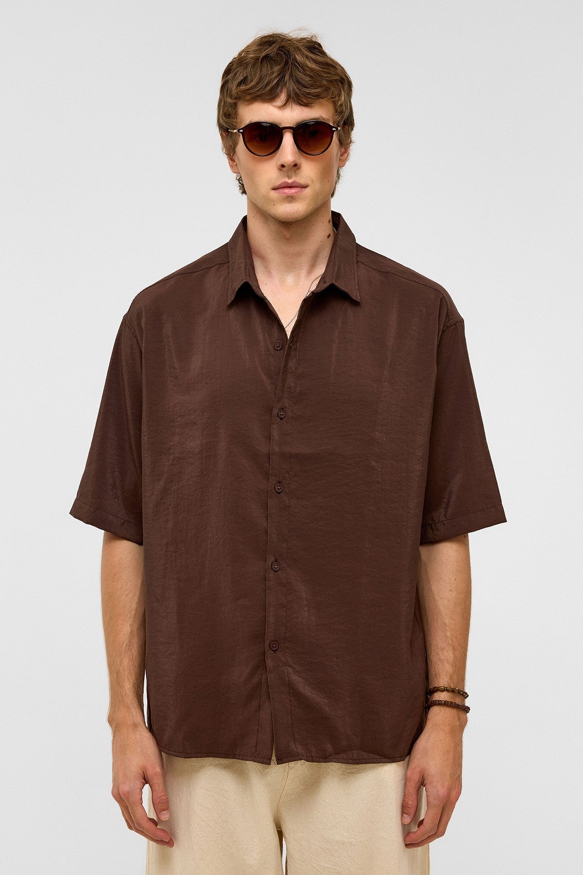Basic Oversize Kısa Kollu Modal Gömlek
