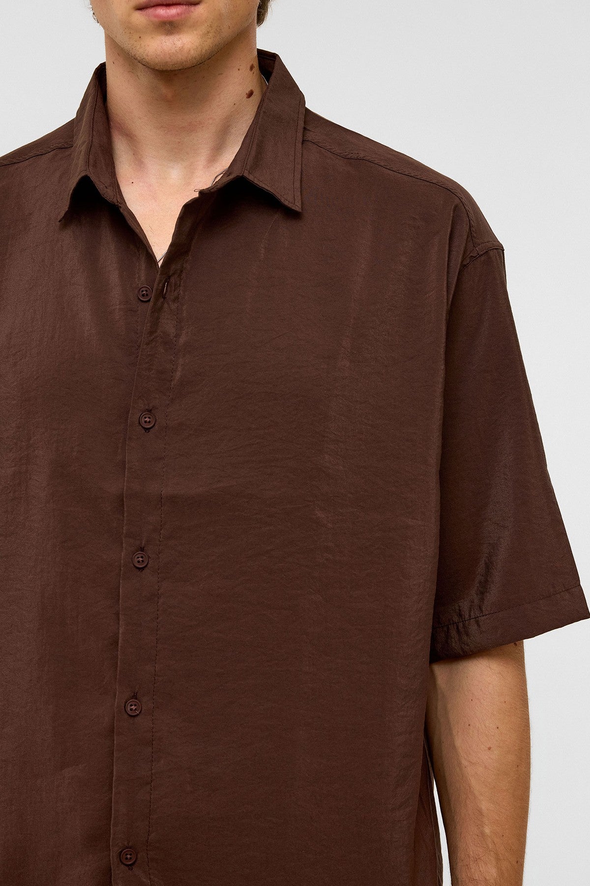 Basic Oversize Kısa Kollu Modal Gömlek