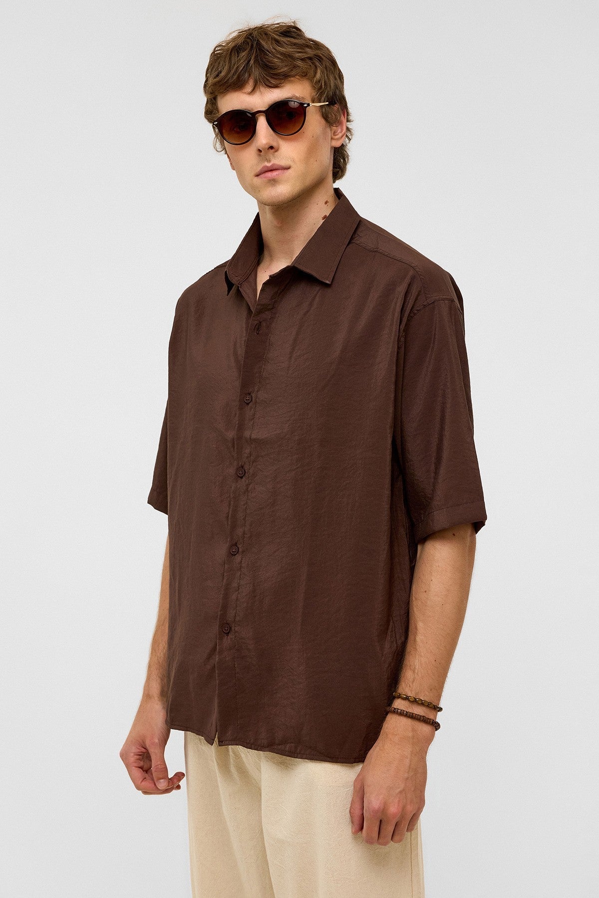 Basic Oversize Kısa Kollu Modal Gömlek