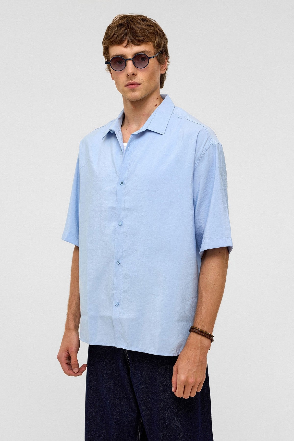 Basic Oversize Kısa Kollu Modal Gömlek