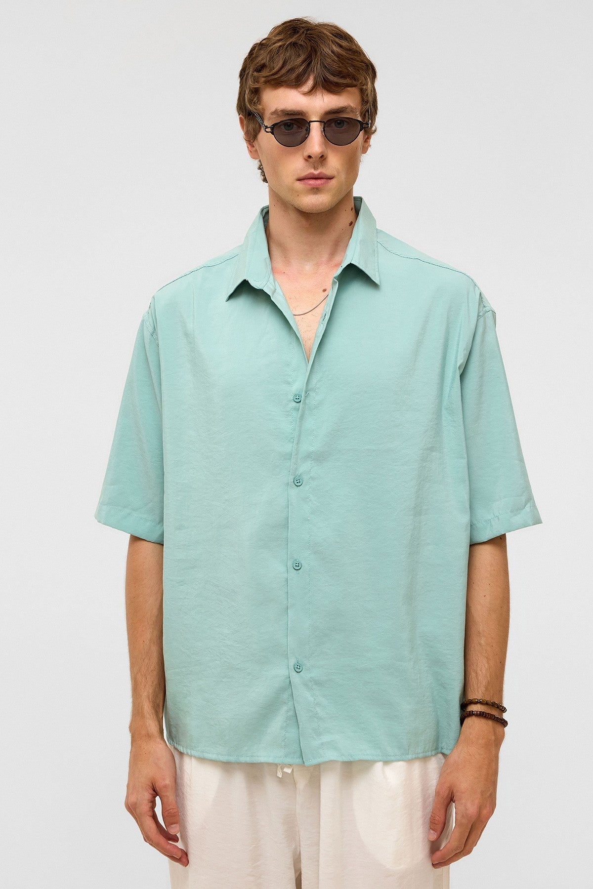 Basic Oversize Kısa Kollu Modal Gömlek