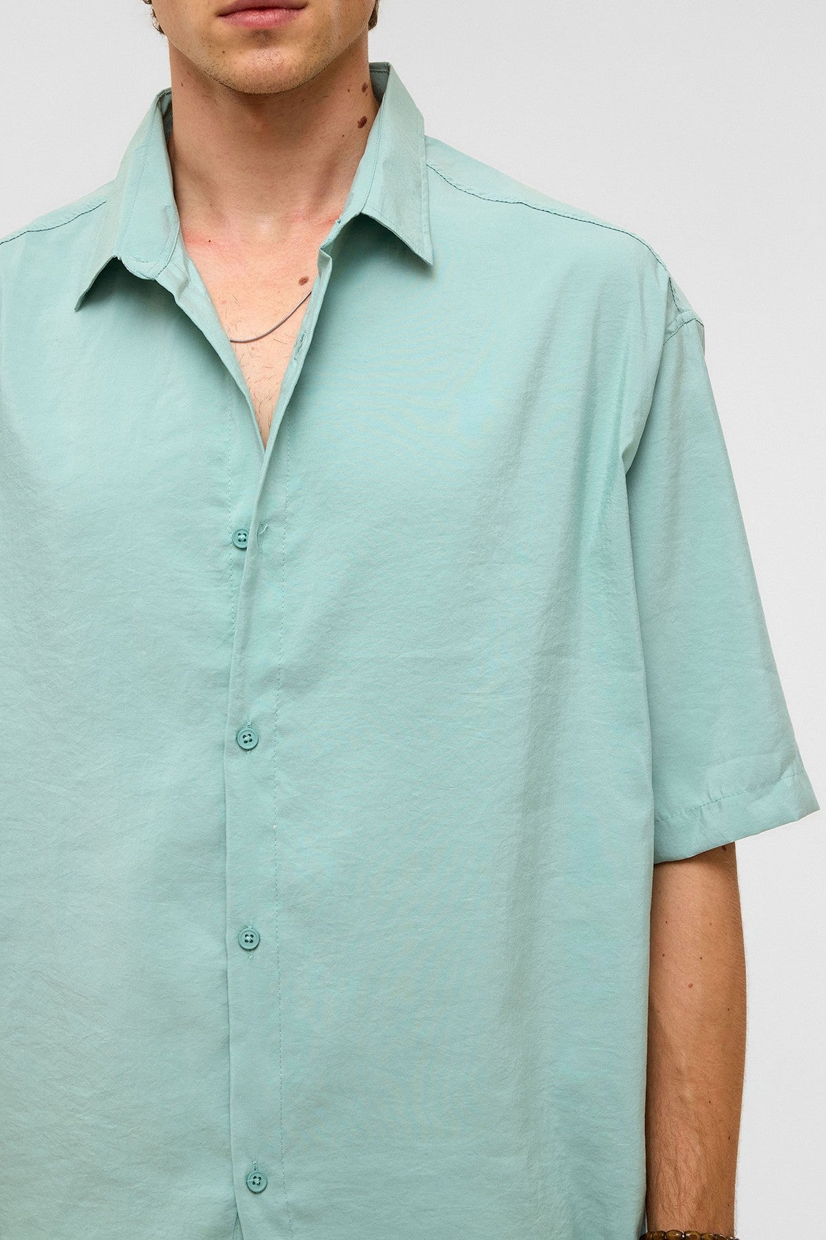 Basic Oversize Kısa Kollu Modal Gömlek