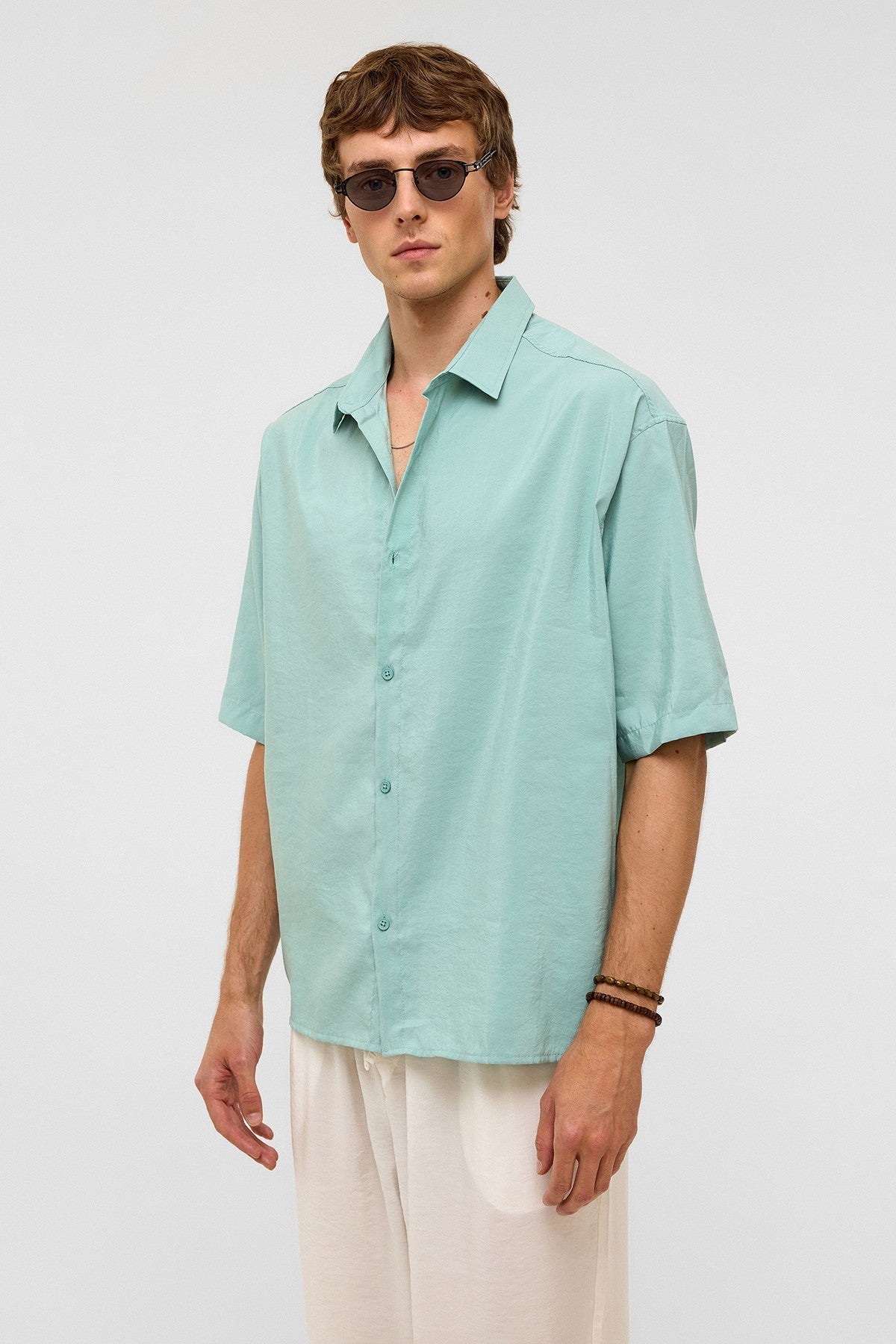Basic Oversize Kısa Kollu Modal Gömlek