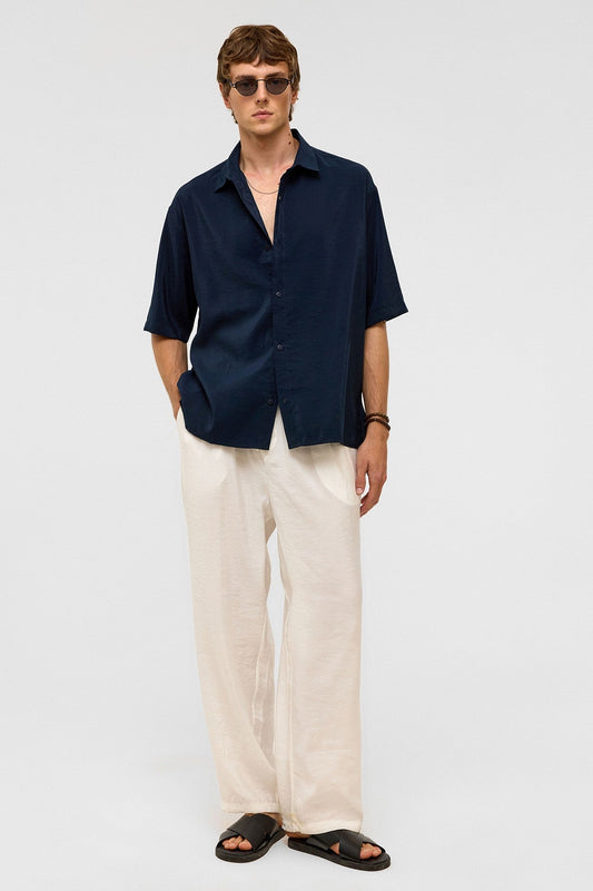 Basic Oversize Kısa Kollu Modal Gömlek