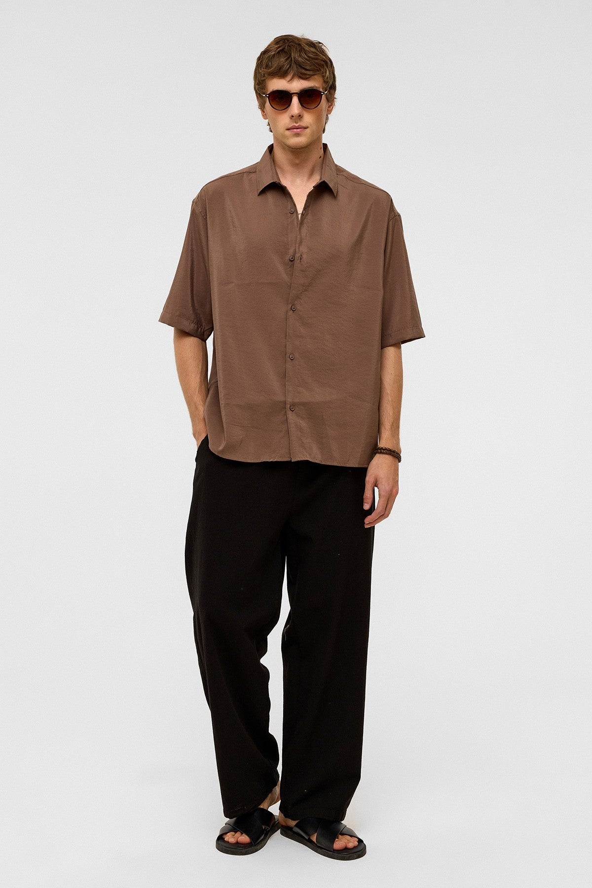 Basic Oversize Kısa Kollu Modal Gömlek