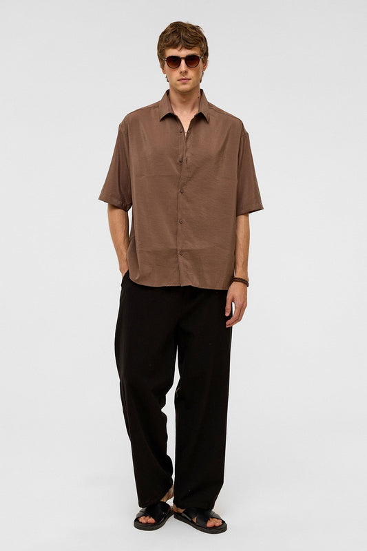 Basic Oversize Kısa Kollu Modal Gömlek