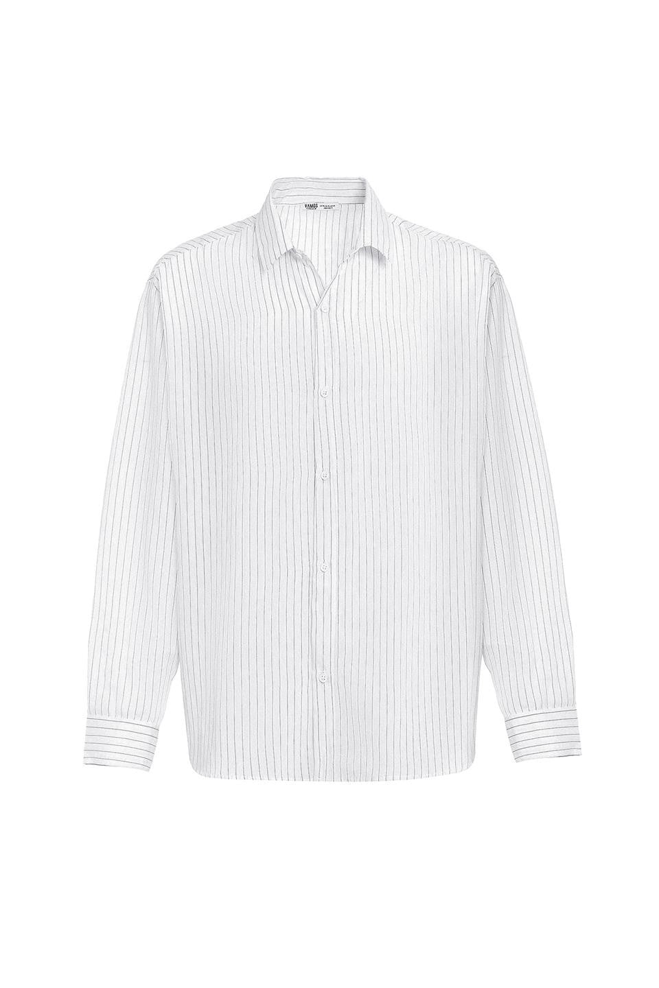 Oversize Çizgili Uzun Kollu Gömlek