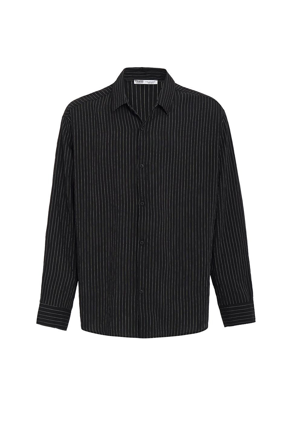 Oversize Çizgili Uzun Kollu Gömlek