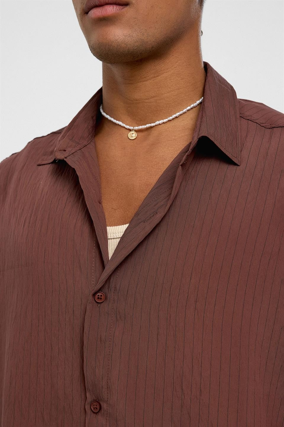 Oversize Çizgili Uzun Kollu Gömlek